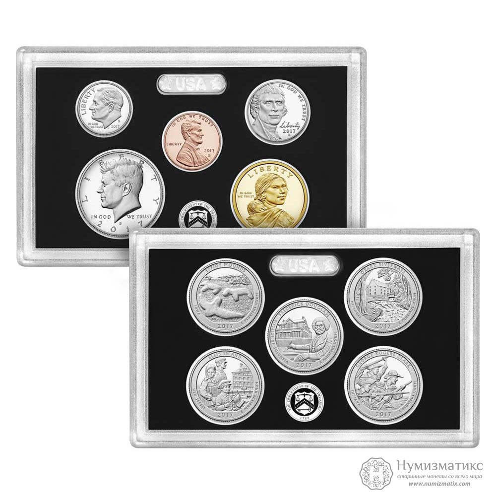 Набор монет «Годовой» 2017 PROOF — США (серебро)